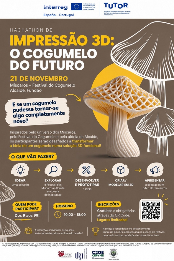 TuToR: Fund�o promove Hackathon de Impress�o 3D �O Cogumelo do Futuro�